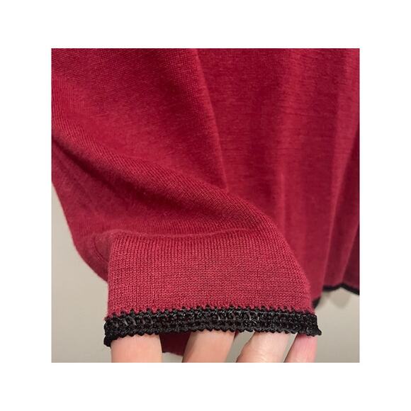 Vintage Koret Sweater Set Burgandy Floral Stitching Womens Size M - Picture 3 of 10